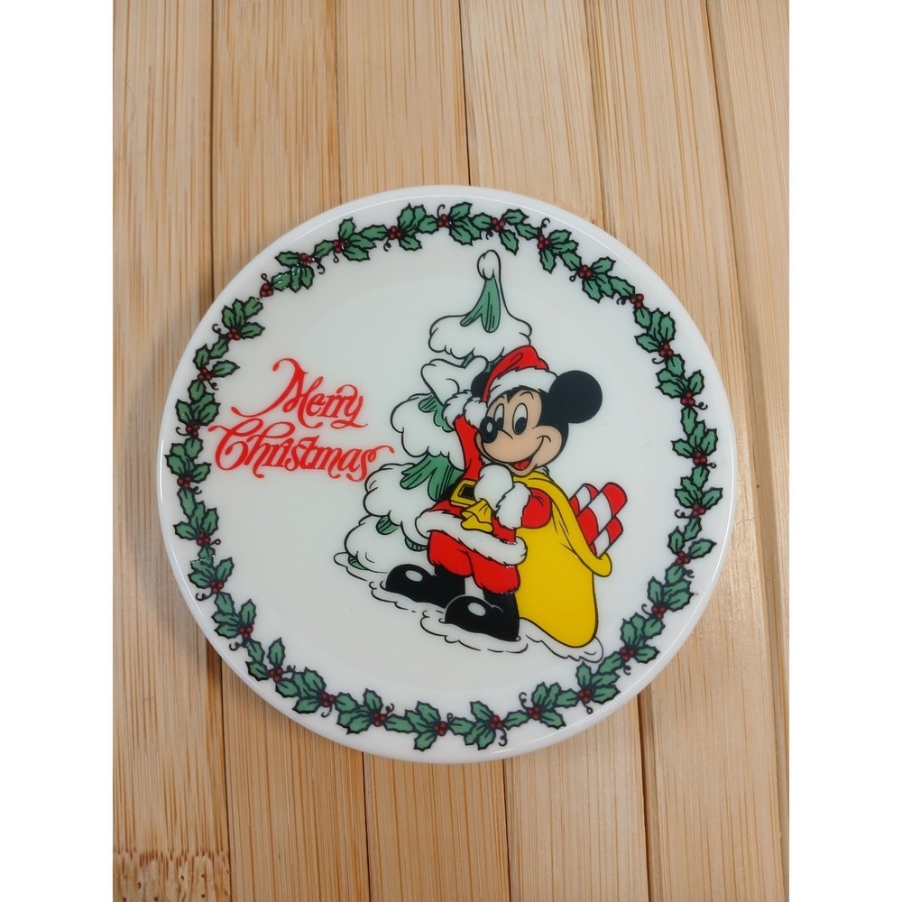 Vintage Disney Mickey Mouse Merry Christmas Mini Plate Japan Disneyland World